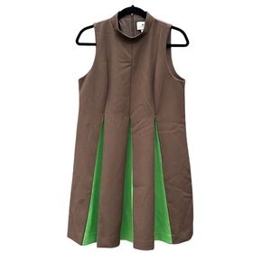Tuckernuck Demitasse Griffiths Sleeveless Lined Mock Neck Dress Brown Medium